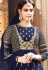 Navy blue faux georgette embroidered ankle length anarkali suit 8005