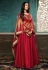 Sonal chauhan red silk embroidered bollywood anarkali suit with frill sleeve 7401