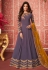 Purple georgette embroidered floor length anarkali suit 8286