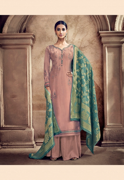 Beige viscose palazzo suit 55