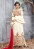 Cream silk embroidered straight cut suit with frill sleeve 5156
