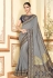 Gray silk saree with blouse 11028