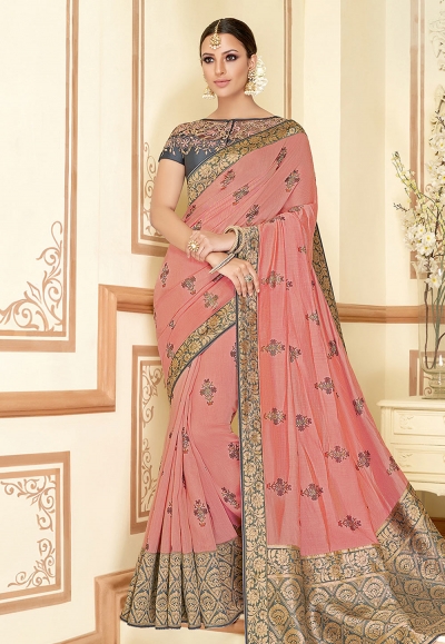 Pink silk party wear saree 11032