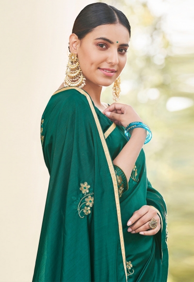 Green georgette festival wear saree 74602