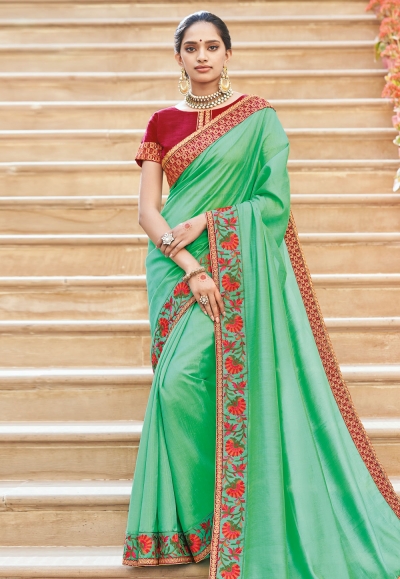 Light green silk festival wear saree 1045