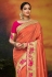 Peach satin party wear saree 2102