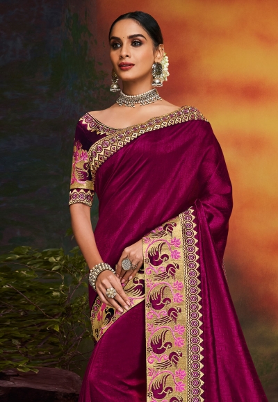 Purple satin party wear saree 2103