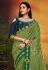 Green satin saree with blouse 2104