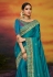 Aqua blue satin festival wear saree 2111