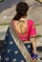 Navy blue silk embroidered saree with blouse 13276