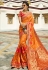 Orange silk embroidered saree with blouse 13268