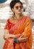 Orange silk embroidered saree with blouse 13268