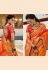 Orange silk embroidered festival wear saree 13265