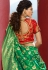 Green silk embroidered festival wear saree 13269