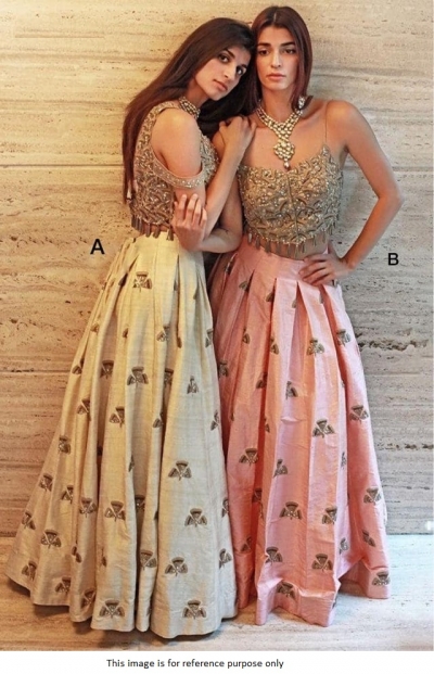 Bollywood Model Pink Mulberry silk lehenga