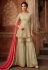 Beige georgette sharara style suit 7195