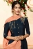 Navy blue viscose palazzo style suit 4004