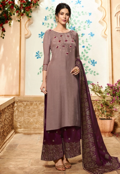 Brown viscose palazzo style suit 4008