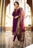 Purple satin embroidered churidar salwar kameez 78240