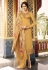 Golden satin embroidered pant style suit 78241