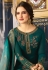 Teal satin embroidered churidar suit 78235