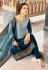 Blue satin embroidered churidar suit 78239