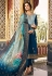 Blue satin embroidered churidar suit 78239