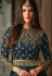 Blue silk palazzo style suit 72001