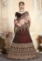 Maroon velvet embroidered bridal lehenga choli 3206