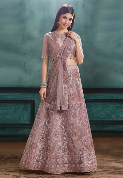 Light purple net a line lehenga choli 3036