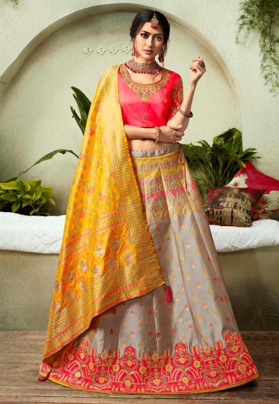 Gray silk a line lehenga choli 76495