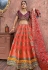 Peach banarasi silk circular lehenga choli 11174