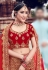 Red velvet embroidered bridal lehenga choli 10004