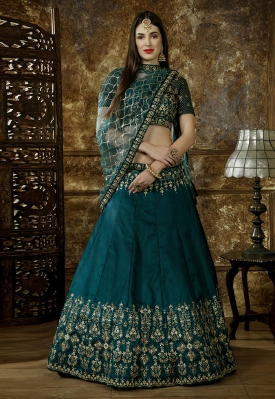 Teal embroidered circular lehenga choli 1125