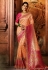 Peach viscose embroidered festival wear saree 5609