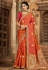 Orange banarasi silk saree with blouse 77441