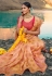 Peach silk embroidered party wear saree 205