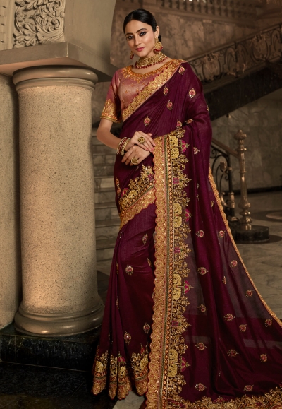 Purple silk festival wear saree 9022