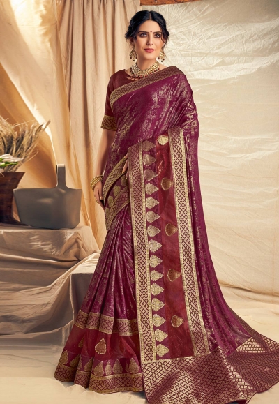 Wine silk festival wear saree 11119