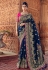 Navy blue banarasi silk saree with blouse 2806