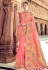 Pink banarasi silk saree with blouse 3018