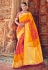 Orange banarasi silk saree with blouse 3006