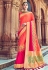 Orange banarasi silk festival wear saree 3009