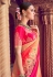 Orange banarasi silk festival wear saree 3009