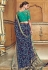 Navy blue banarasi silk festival wear saree 3108