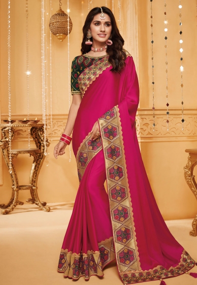 Magenta silk festival wear saree 2314