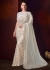 White color net moti work wedding saree