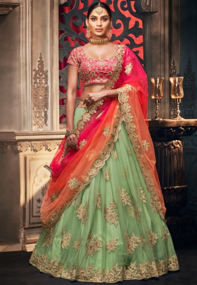 Light green net circular lehenga choli 5155