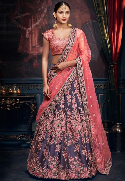 Purple satin circular lehenga choli 5159