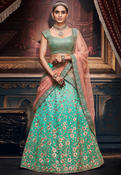 Aqua silk circular lehenga choli 5154